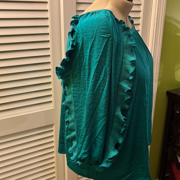 Silky teal Cato babydoll blouse size 22/24 - Picture 3 of 4